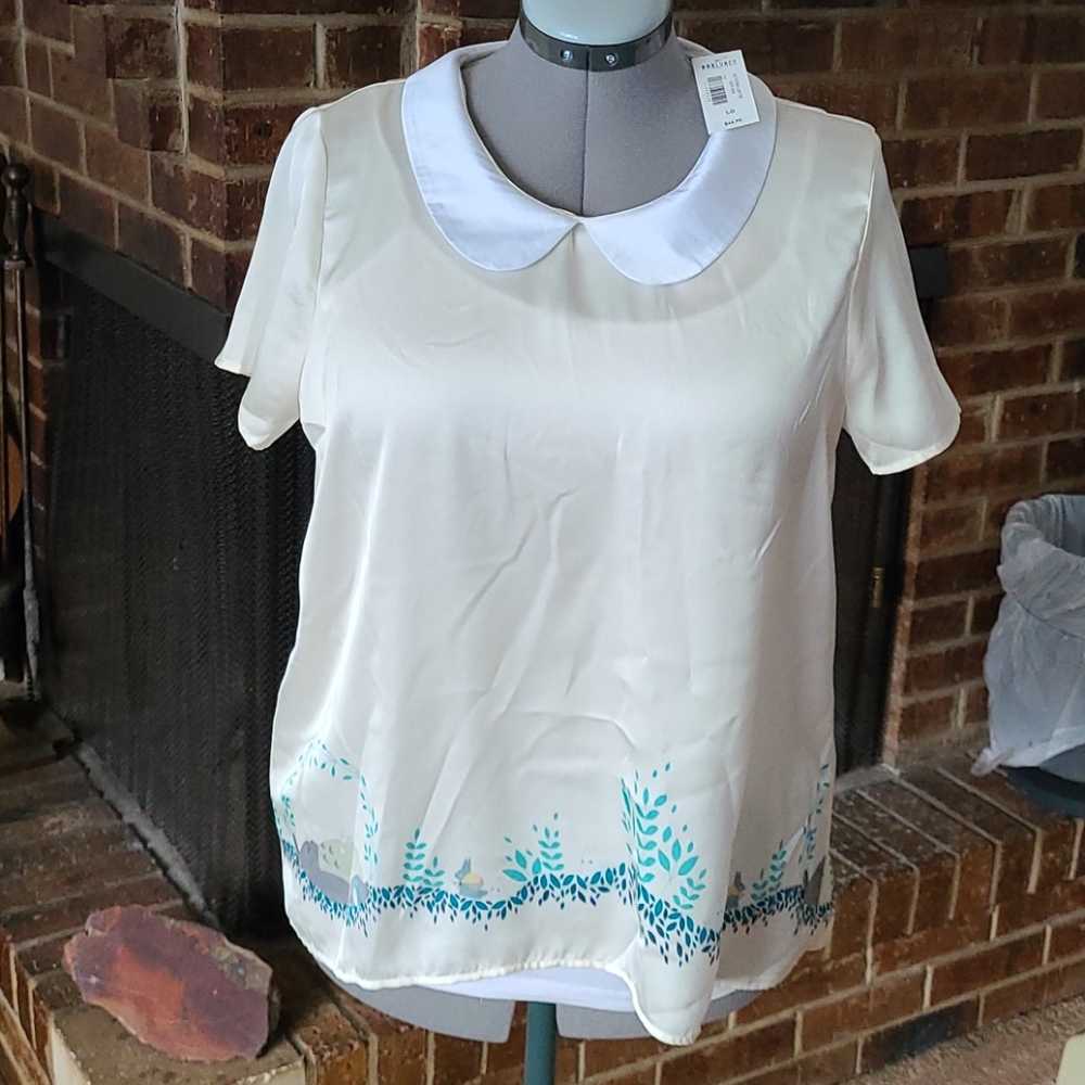 LICENSED NWT Totoro silky Blouse
